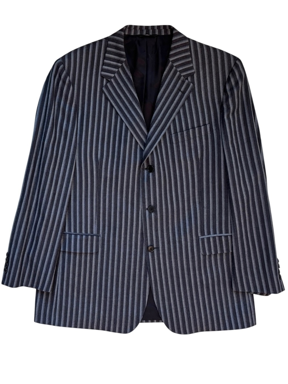 Brooks Brothers Country Club Wool Silk Blue Striped Suit Jacket Blazer Italy 46L